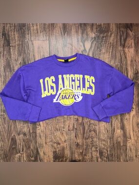 Los Angeles Lakers Purple Cropped Crewneck Sweatshirt